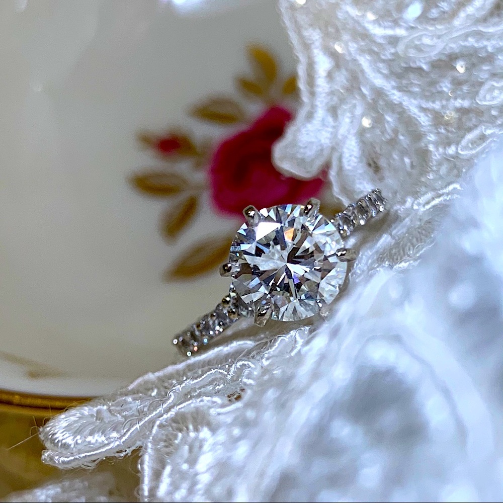 4 TCW GIA diamond engagement ring 18K white gold